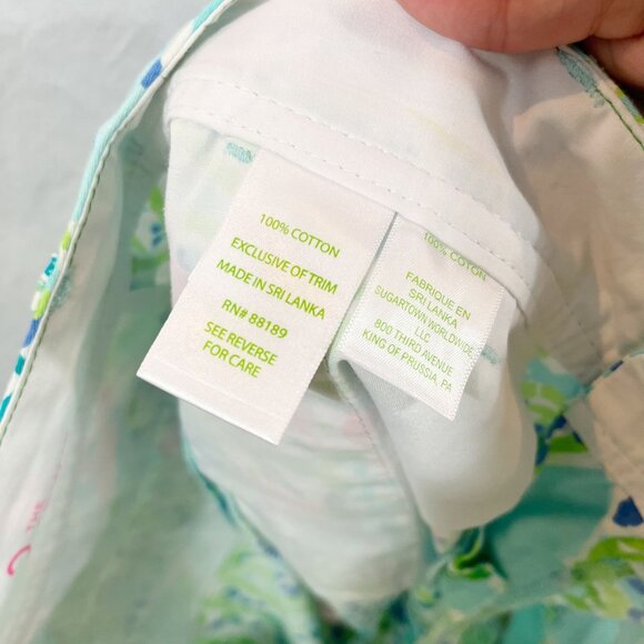 Lilly Pulitzer Callahan Shorts Blue Ocean Starfish Shells Chino - Size 2 - Picture 4 of 7